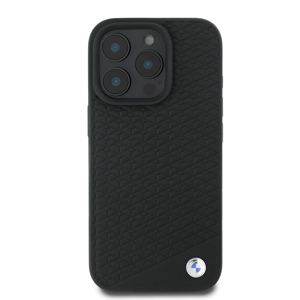 Apple iPhone 16 Uyumlu Pro Uyumlu Kılıf BMW Orjinal Lisanslı M-safe Şarj Özellikli Metal Logolu Dokulu Diamond Deri Kapak - 3