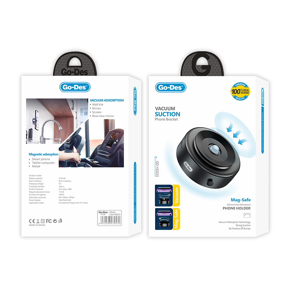 Go Des GD-HD223 110mAh 5V Type-C Portlu Elektirikli Vakum Özellikli Telefon Tutucu - 2