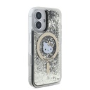 Apple iPhone 16 Uyumlu Kılıf Hello Kitty Orjinal Lisanslı M-safe Şarj Özellikli IML Baskı Kitty Head Logolu Sıvılı Simli Altın Ateşi Kapak - 4