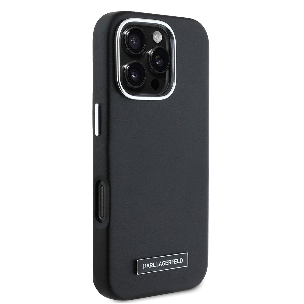Apple iPhone 16 Uyumlu Pro Uyumlu Max Uyumlu Kılıf Karl Lagerfeld Orjinal Lisanslı M-safe Şarj Özellikli Metal Kamera ve Buton Tasarımlı Plaka Logolu PU Deri Kapak - 4