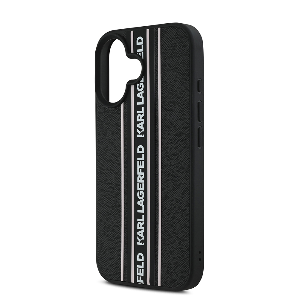 Apple iPhone 16 Uyumlu Kılıf Karl Lagerfeld Orjinal Lisanslı Askılı Saffiano Athleisure Şerit Çizgili Kapak - 4