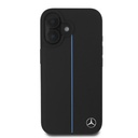 Apple iPhone 16 Uyumlu Kılıf Mercedes Benz Orjinal Lisanslı M-safe Şarj Özellikli Metal Yıldız Logolu Mavi Çizgili Deri Kapak - 2