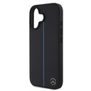 Apple iPhone 16 Uyumlu Kılıf Mercedes Benz Orjinal Lisanslı M-safe Şarj Özellikli Metal Yıldız Logolu Mavi Çizgili Deri Kapak - 5