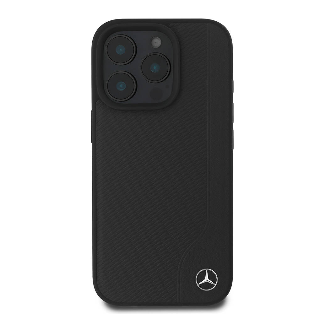Apple iPhone 16 Uyumlu Pro Uyumlu Max Uyumlu Kılıf Mercedes Benz Orjinal Lisanslı M-safe Şarj Özellikli 3D Metal Logolu Wood Imitation Deri Kapak - 2