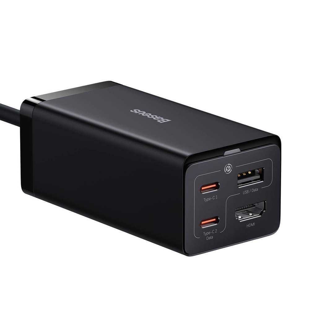 Baseus GaN5 Pro 67W Telefon Tablet Macbook Pro Masa Üstü Hızlı Şarj + HUB ( HDMI + Type-C + Usb-A Data )