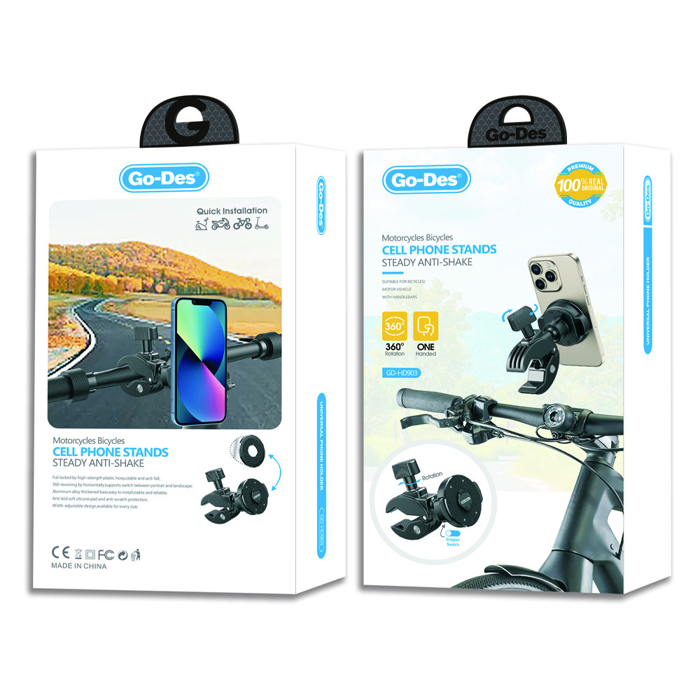 Go Des GD-HD903 Magnetik M-safe Sarsıntı Önleyici Motosiklet ve Bisiklet Telefon Tutucu - 1