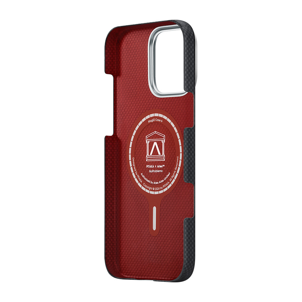 Apple iPhone 16 Uyumlu Pro Uyumlu Kılıf M-safe Şarj Özellikli Lumintex Teknolojili Fosforlu Aramid Fiber Pitaka Tactile Woven Aries Serisi NoProblemo Kapak - 6