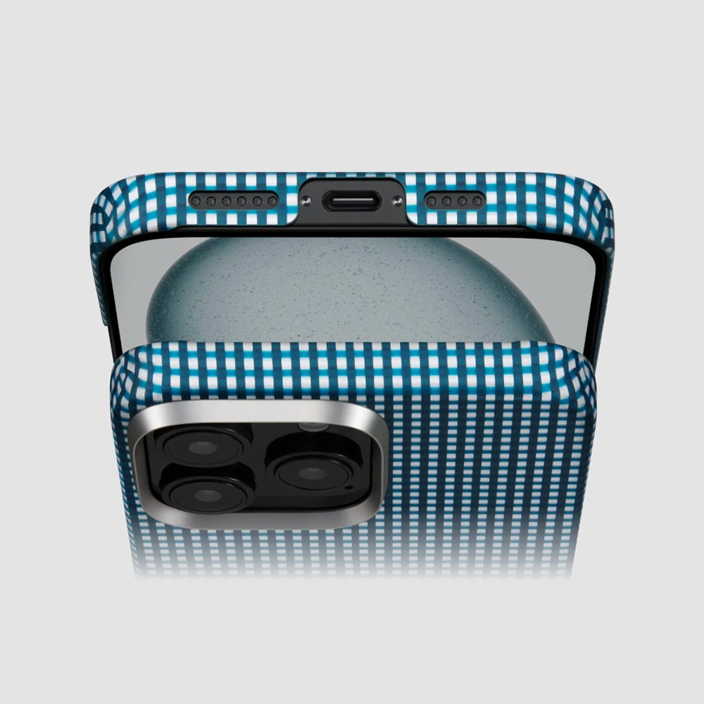 Apple iPhone 16 Uyumlu Pro Uyumlu Kılıf M-safe Şarj Özellikli Aramid Fiber Pitaka Ultra-Slim Classic Serisi Ocean Blue Kapak - 4