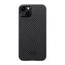 Apple iPhone 15 Uyumlu Plus Uyumlu Kılıf M-safe Şarj Özellikli 1500D Aramid Fiber Pitaka Ultra-Slim Classic Serisi Black-Grey Twill Kapak - 1
