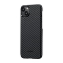 Apple iPhone 15 Uyumlu Plus Uyumlu Kılıf M-safe Şarj Özellikli 1500D Aramid Fiber Pitaka Ultra-Slim Classic Serisi Black-Grey Twill Kapak - 2