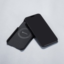 Apple iPhone 15 Uyumlu Plus Uyumlu Kılıf M-safe Şarj Özellikli 1500D Aramid Fiber Pitaka Ultra-Slim Classic Serisi Black-Grey Twill Kapak - 8