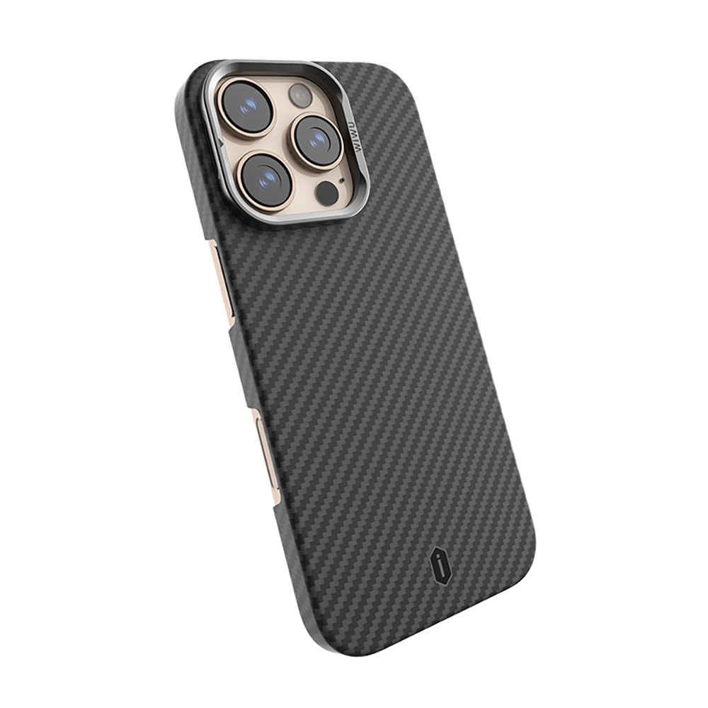 Apple iPhone 16 Uyumlu Pro Uyumlu Kılıf Wiwu DCC-206 M-safe Şarj Özellikli Kamera Standlı Aramid Fiber Tasarım Kevlar Kapak - 4