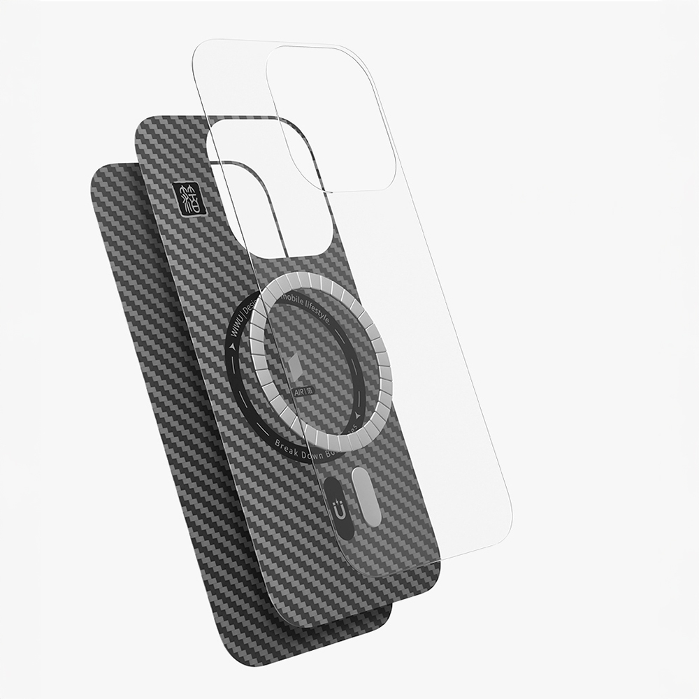 Apple iPhone 16 Uyumlu Pro Uyumlu Max Uyumlu Kılıf Wiwu DCC-206 M-safe Şarj Özellikli Kamera Standlı Aramid Fiber Tasarım Kevlar Kapak - 8