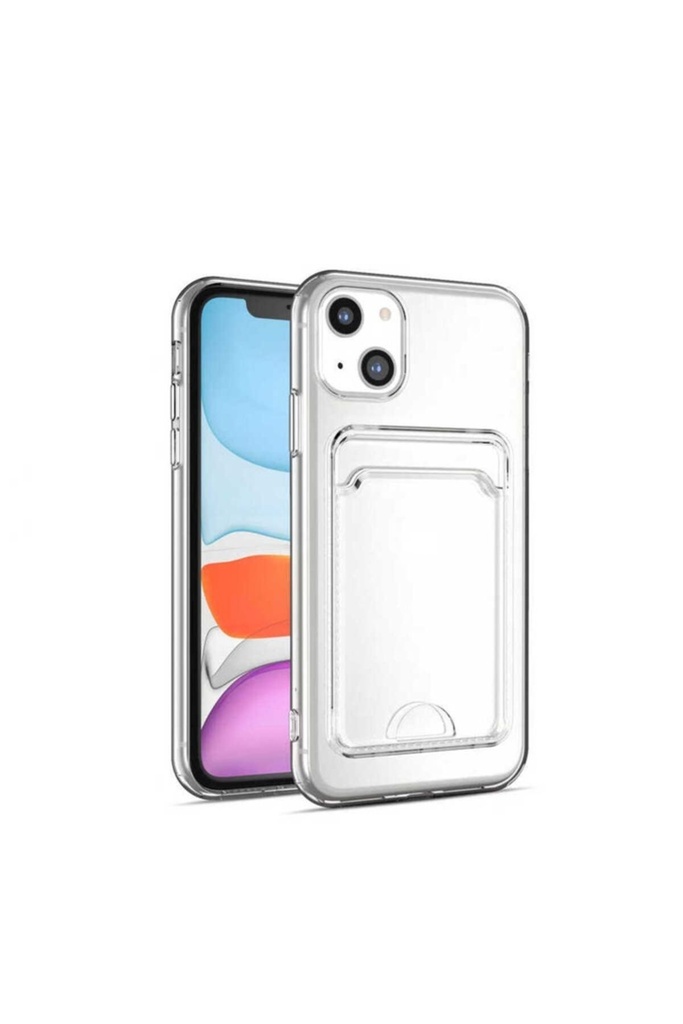 Apple iPhone 14 Uyumlu Kılıf Kartlıklı Şeffaf Zore Setra Clear Silikon Kapak