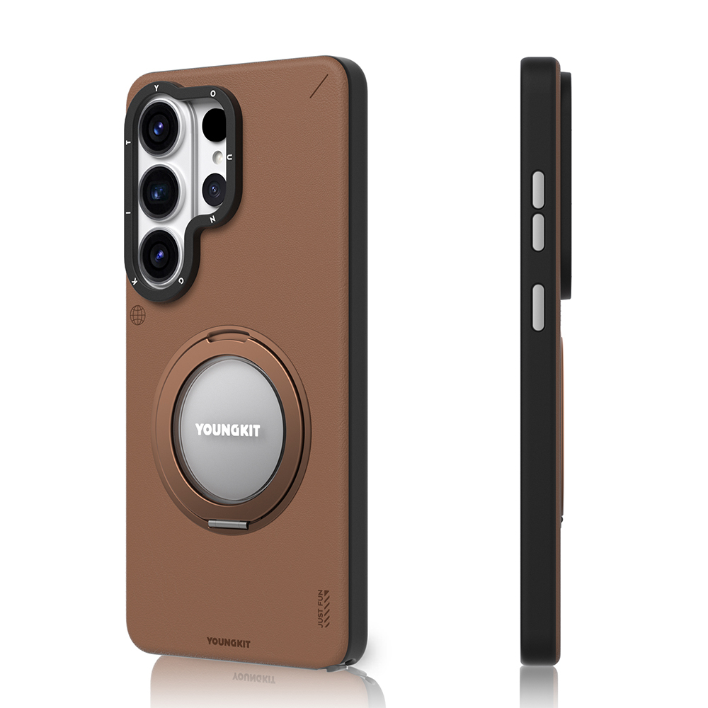 Samsung Samsung Samsung Galaxy S2 Uyumlu6 Uyumlu Ultra Uyumlu Kılıf M-safe Şarj Özellikli 360° Standlı Basit Mat Deri Desenli Youngkit Tech Leather Serisi Kapak - 2
