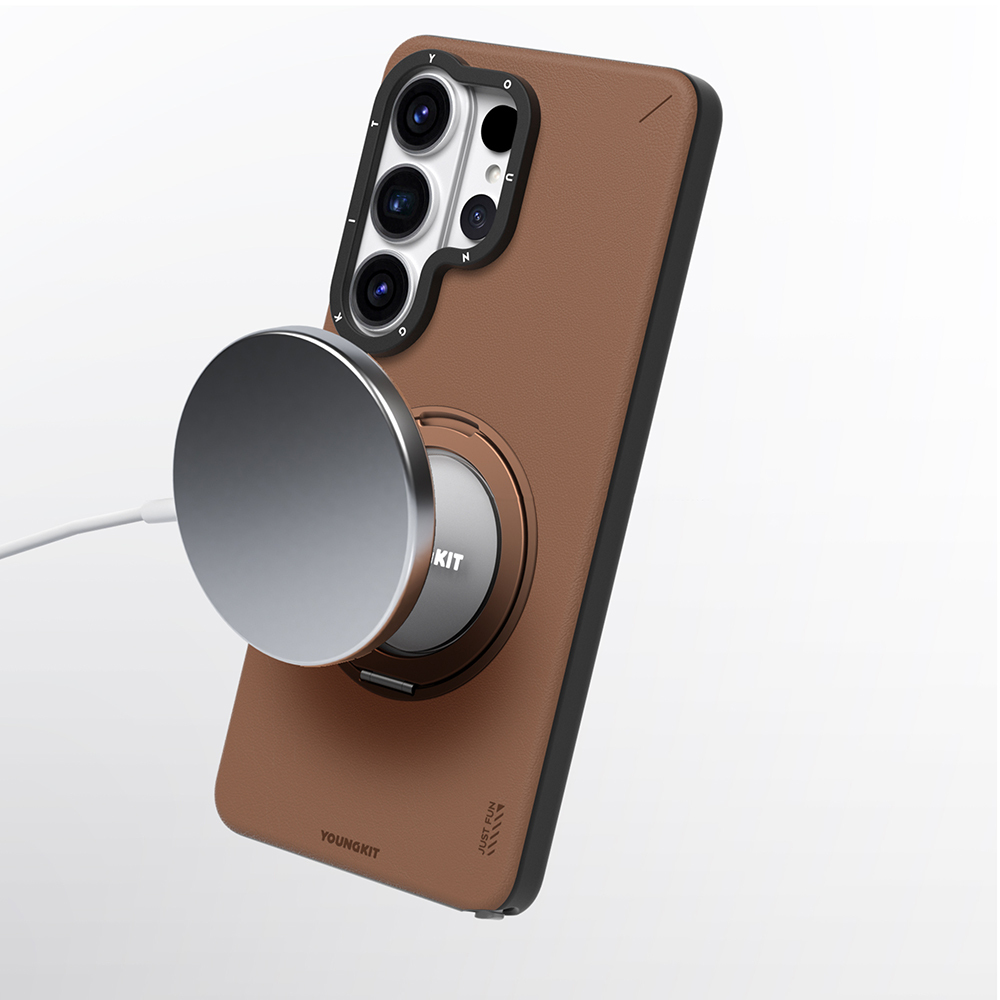 Samsung Samsung Samsung Galaxy S2 Uyumlu6 Uyumlu Ultra Uyumlu Kılıf M-safe Şarj Özellikli 360° Standlı Basit Mat Deri Desenli Youngkit Tech Leather Serisi Kapak - 7