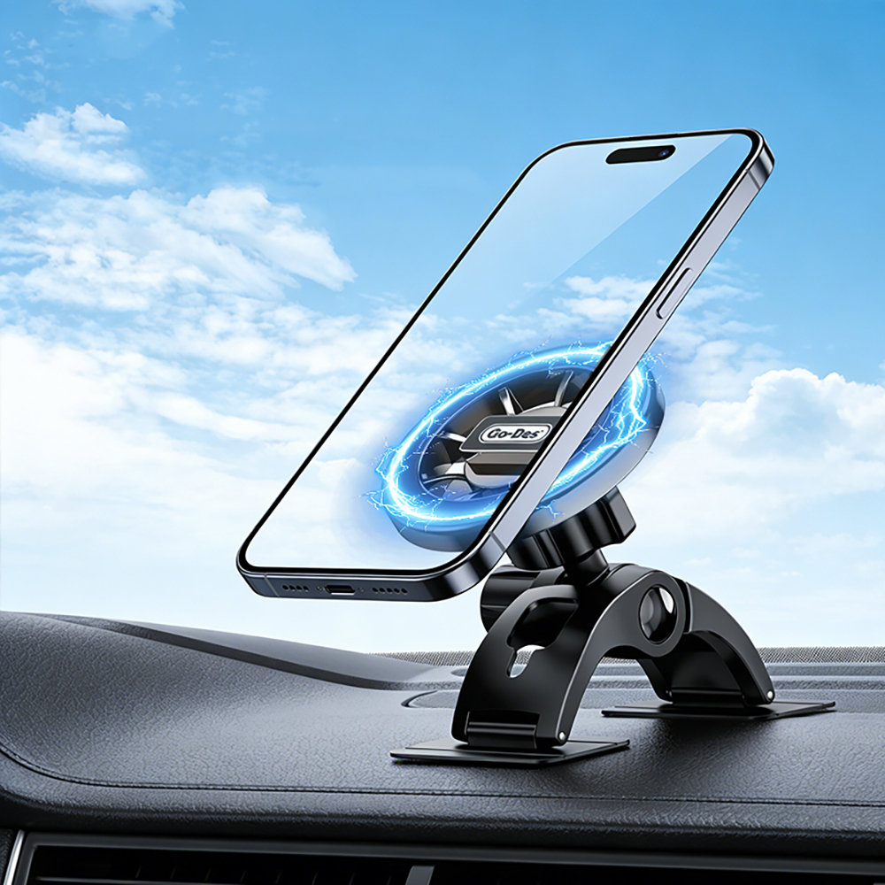 Go Des GD-HD277 Magnetik M-safe Uyumlu 360 Derece Dönebilen Düz Zemin Araç Telefon Tutucu - 2
