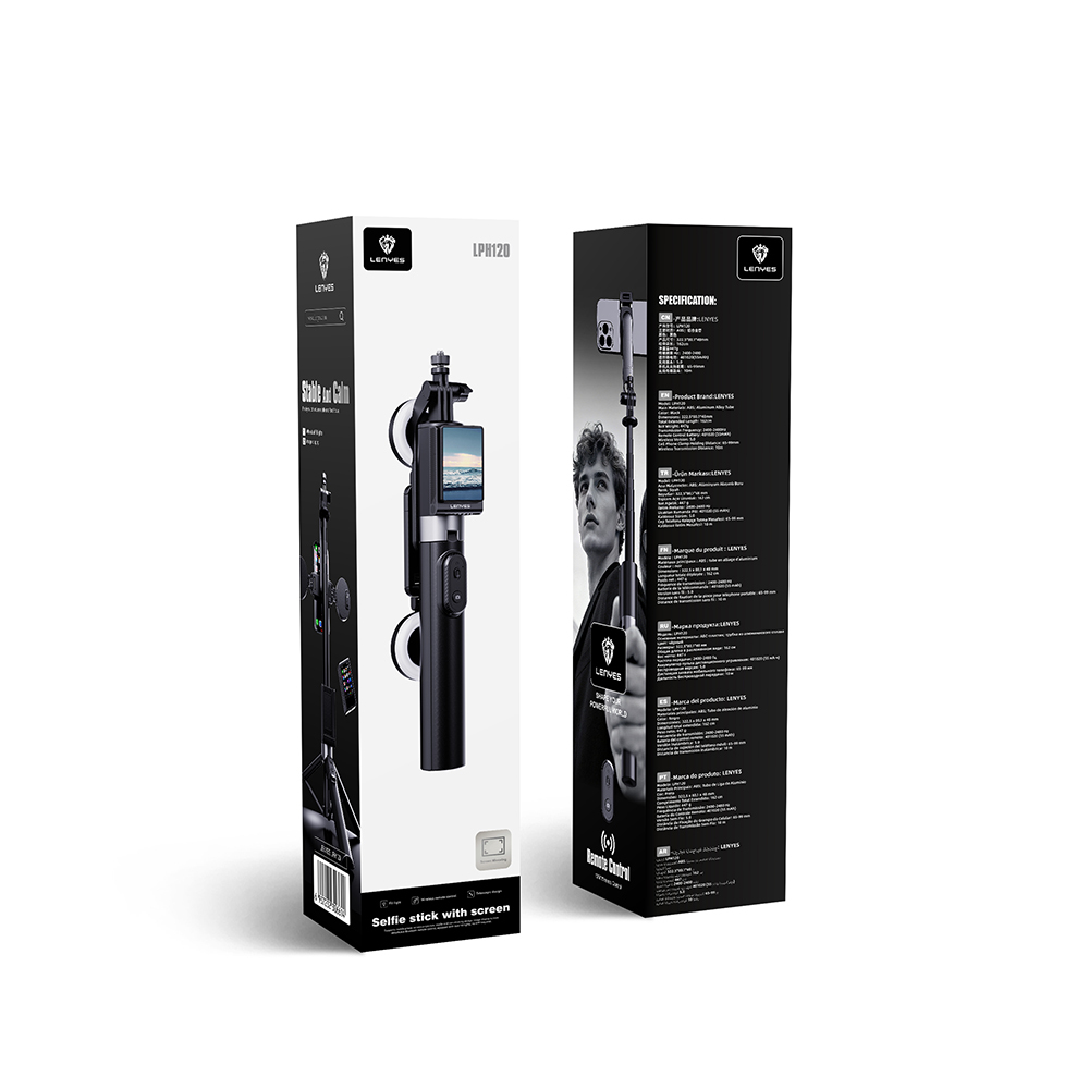 Lenyes LPH120 Uzaktan Kumandalı Çok Fonksiyonlu Sabitleyici Ekranlı Tripod ve Selfie Çubuğu - 6