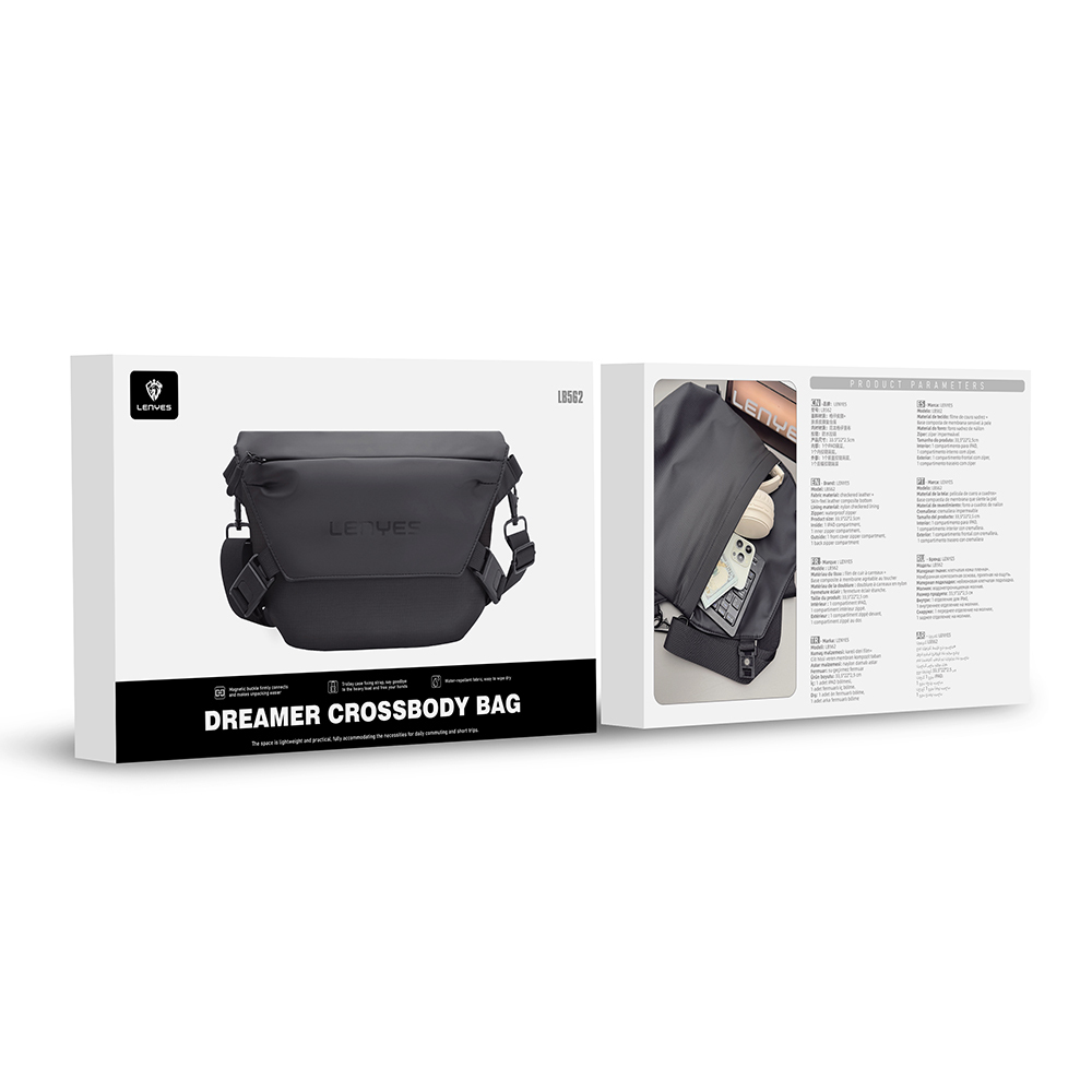 Lenyes LB562 Dreamer Crossbody Serisi Su Geçirmez Deri Tasarımlı Çapraz Vücut Çantası - 7