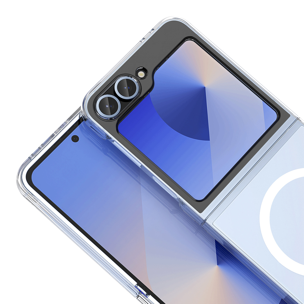 Samsung Samsung Galaxy Z Flip Uyumlu 6 Uyumlu Kamera Korumalı M-Safe Şarj Özellikli Şeffaf Zore London Sert PC Kapak - 2