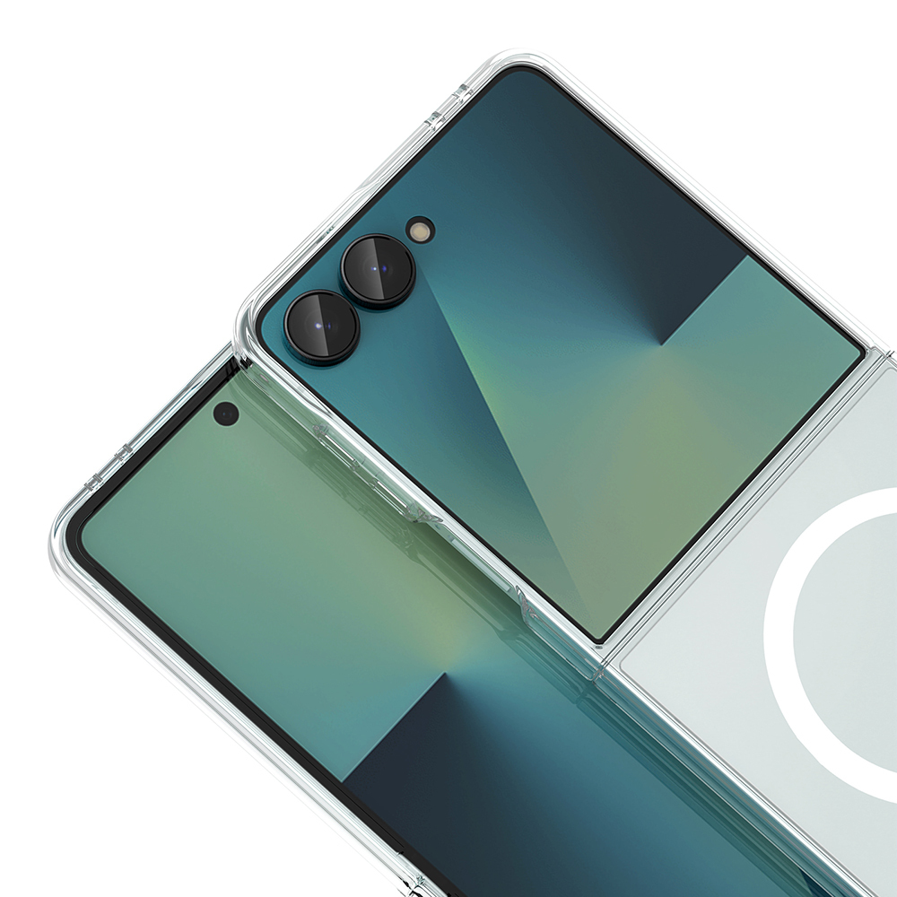 Samsung Samsung Galaxy Z Flip Uyumlu 7 Uyumlu Kamera Korumalı M-Safe Şarj Özellikli Şeffaf Zore London Sert PC Kapak - 2