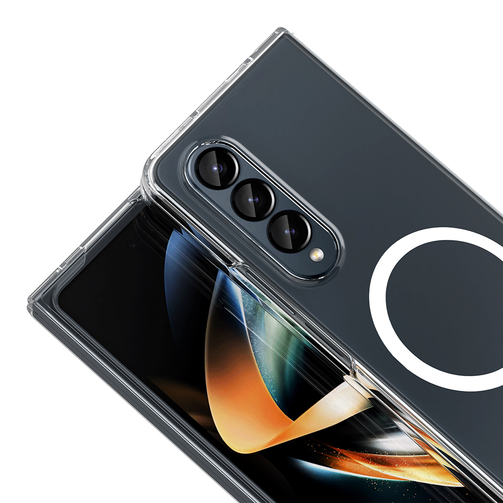 Samsung Galaxy Z Fold 4 Uyumlu Kamera Korumalı M-Safe Şarj Özellikli Şeffaf Zore London Sert PC Kapak - 2