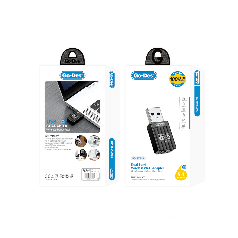 Go Des GD-BT118 Çift Band WİFİ - Bluetooth USB Adaptör - 5