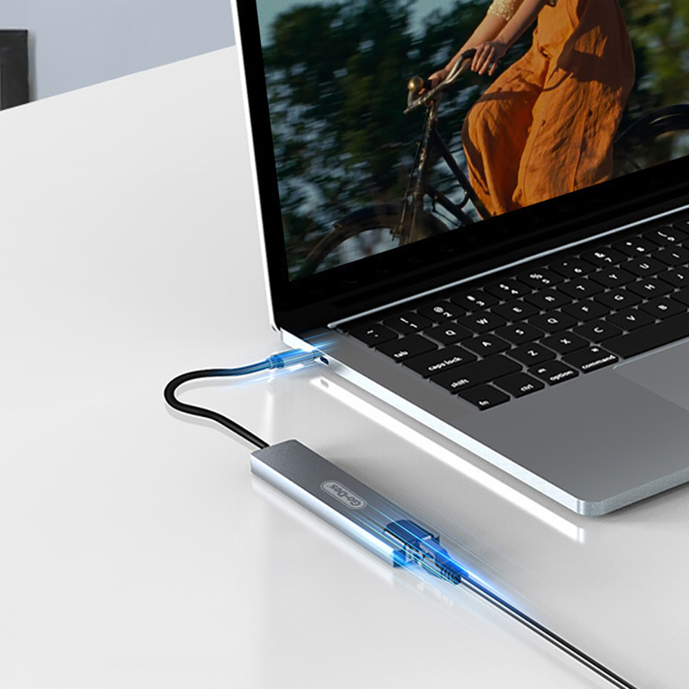 Go Des GD-9218 Type-C Bağlantılı 8in1 USB3.0 + PD + Hdmi 4K Ultra HD + RJ45 + SD/TF Bağlantılı Hub Adaptör - 3