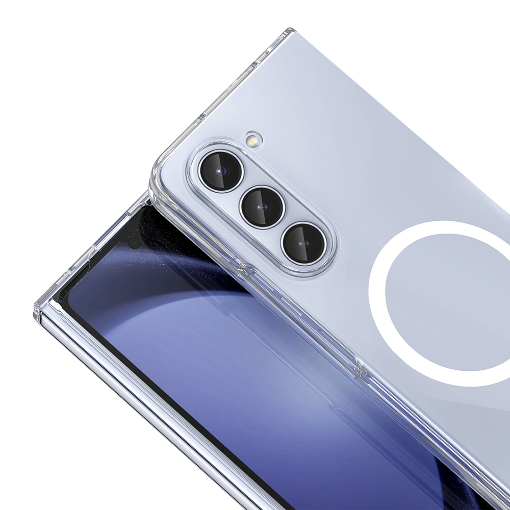 Samsung Galaxy Z Fold 5 Uyumlu Kamera Korumalı M-Safe Şarj Özellikli Şeffaf Zore London Sert PC Kapak - 2