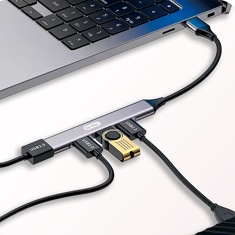 Go Des GD-UC701S USB3.0 + USB2.0 + USB1.1 + USB-A Bağlantılı 4in1 Hub - 5