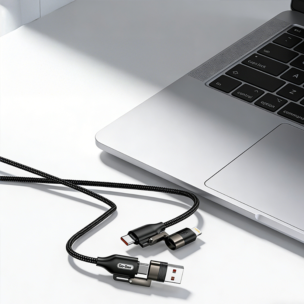 Go Des GD-UC831 4in1 PD Çoklu USB-A + Type-C to Type-C + Lightning Şarj ve Data Kablosu 65W 1.2M - 4