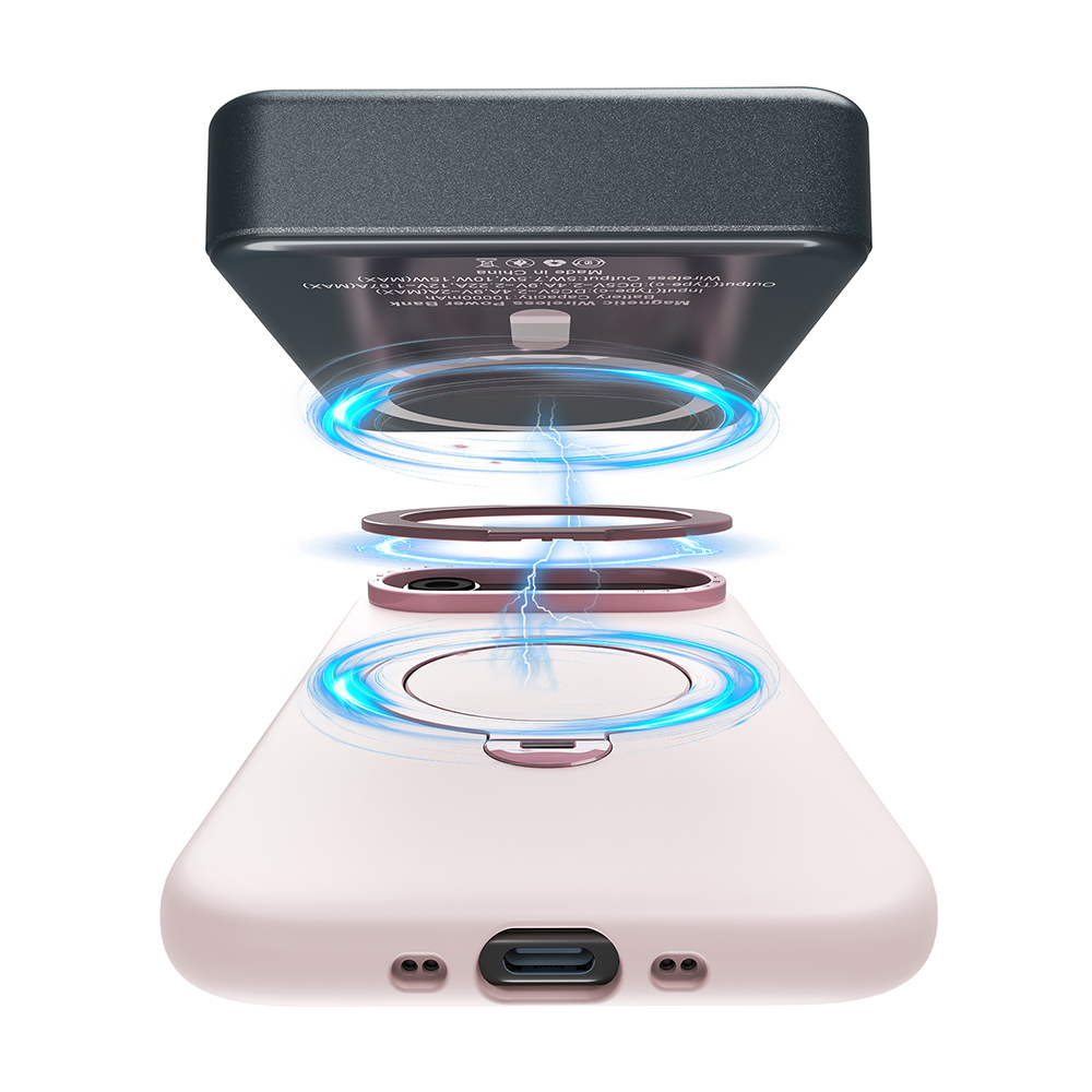 Apple iPhone 17 Uyumlu Air Uyumlu Kılıf M-safe Şarj Özellikli Metal Standlı Sıvı Silikon Lenyes CK223 Kapak - 2
