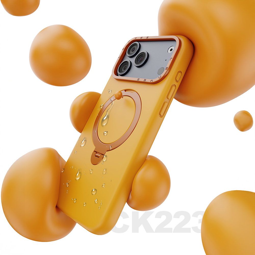 Apple iPhone 17 Uyumlu Pro Uyumlu Kılıf M-safe Şarj Özellikli Metal Standlı Sıvı Silikon Lenyes CK223 Kapak - 2