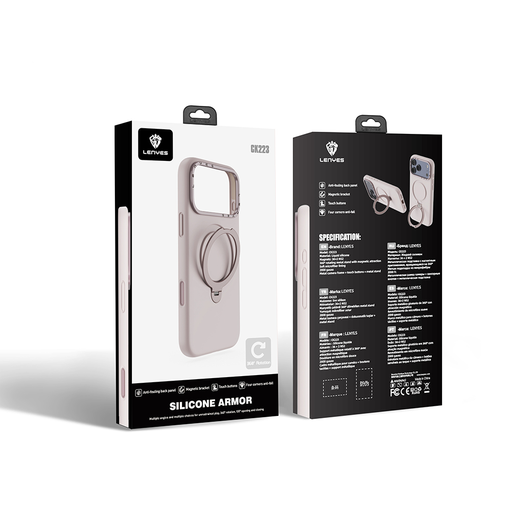 Apple iPhone 17 Uyumlu Pro Uyumlu Kılıf M-safe Şarj Özellikli Metal Standlı Sıvı Silikon Lenyes CK223 Kapak - 8