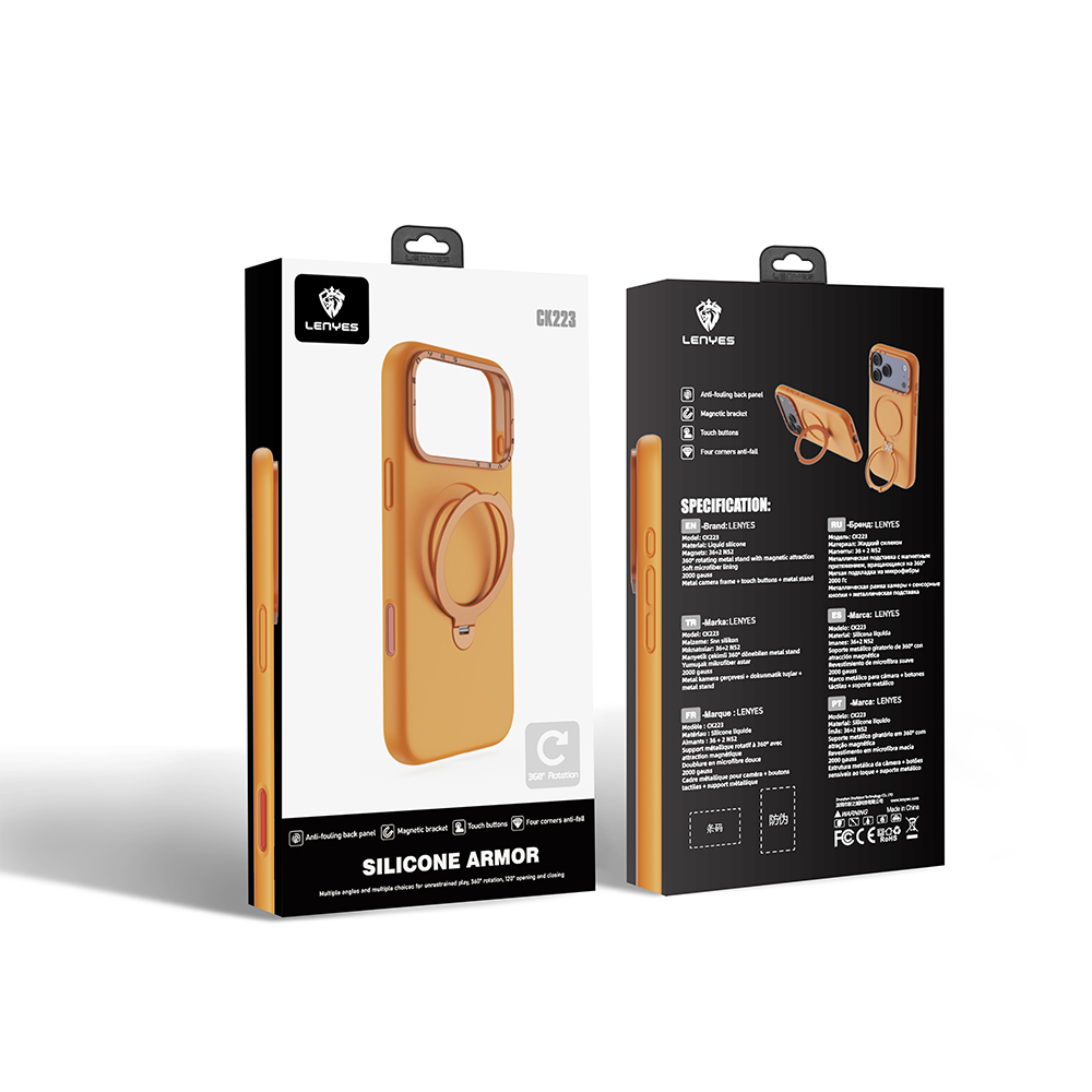 Apple iPhone 17 Uyumlu Pro Uyumlu Kılıf M-safe Şarj Özellikli Metal Standlı Sıvı Silikon Lenyes CK223 Kapak - 9