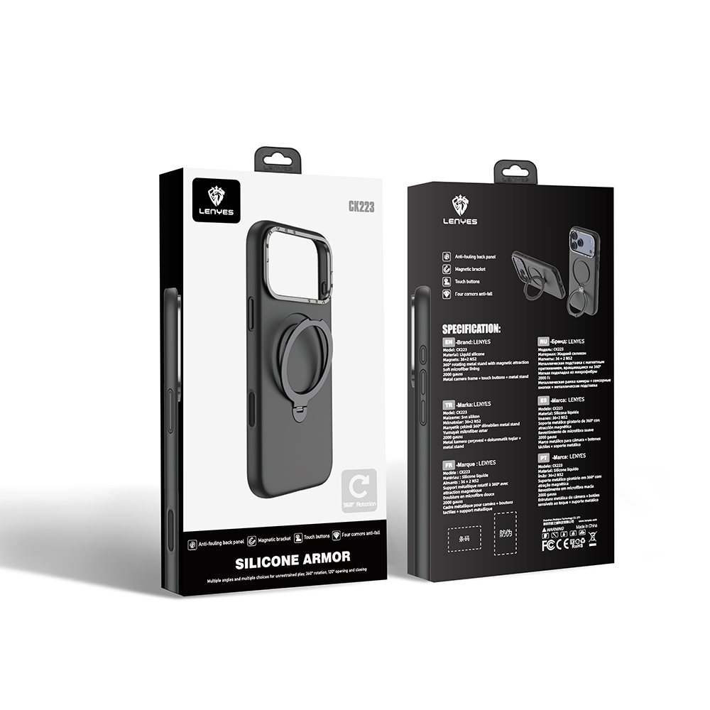 Apple iPhone 17 Uyumlu Pro Uyumlu Kılıf M-safe Şarj Özellikli Metal Standlı Sıvı Silikon Lenyes CK223 Kapak - 10