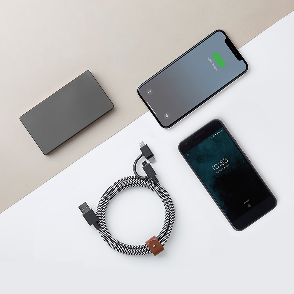 Native Union Belt Serisi 3in1 USB-A to Type-C - Lightning - Micro Şarj Kablosu 2M - 1