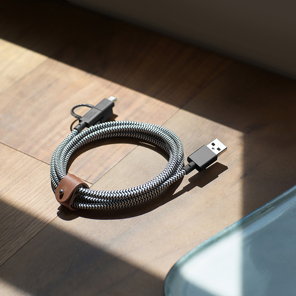 Native Union Belt Serisi 3in1 USB-A to Type-C - Lightning - Micro Şarj Kablosu 2M - 2
