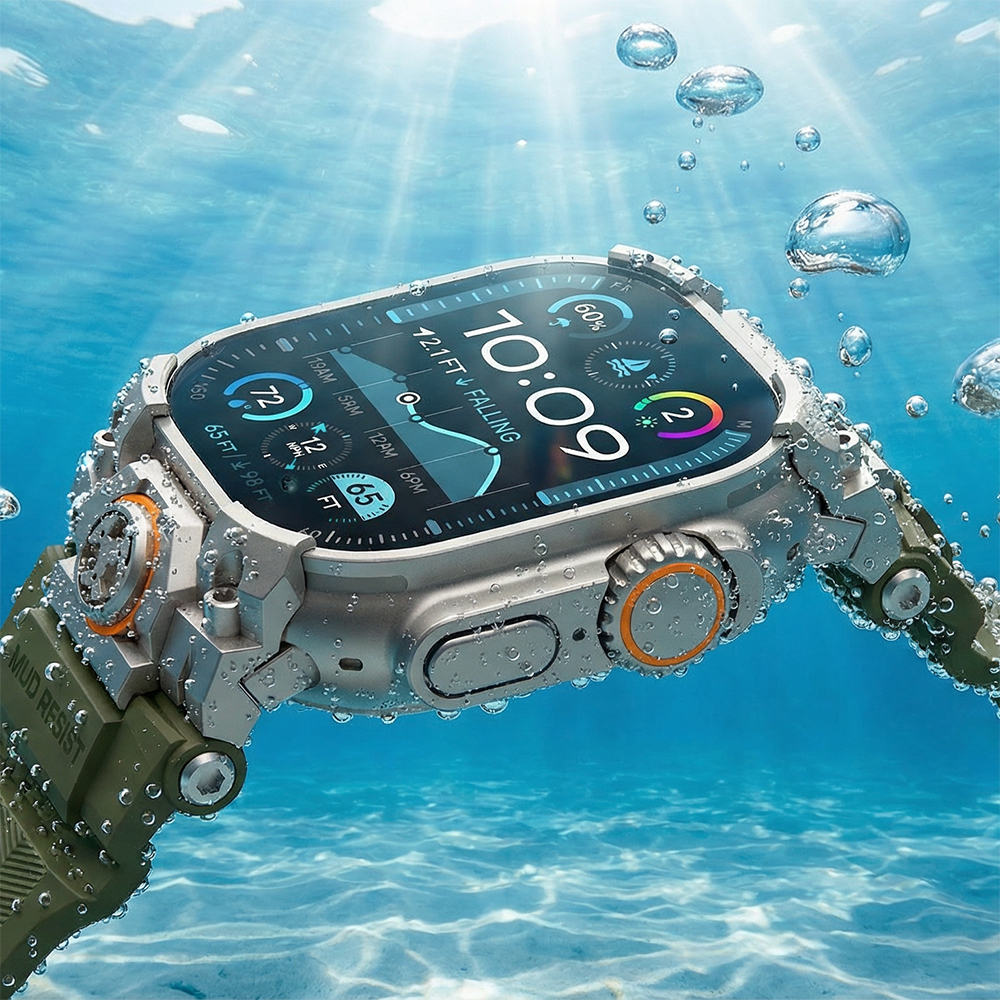 Apple Watch Ultra 49mm Uyumlu Mohseven iWatch Armor Silikon Kordon - 11