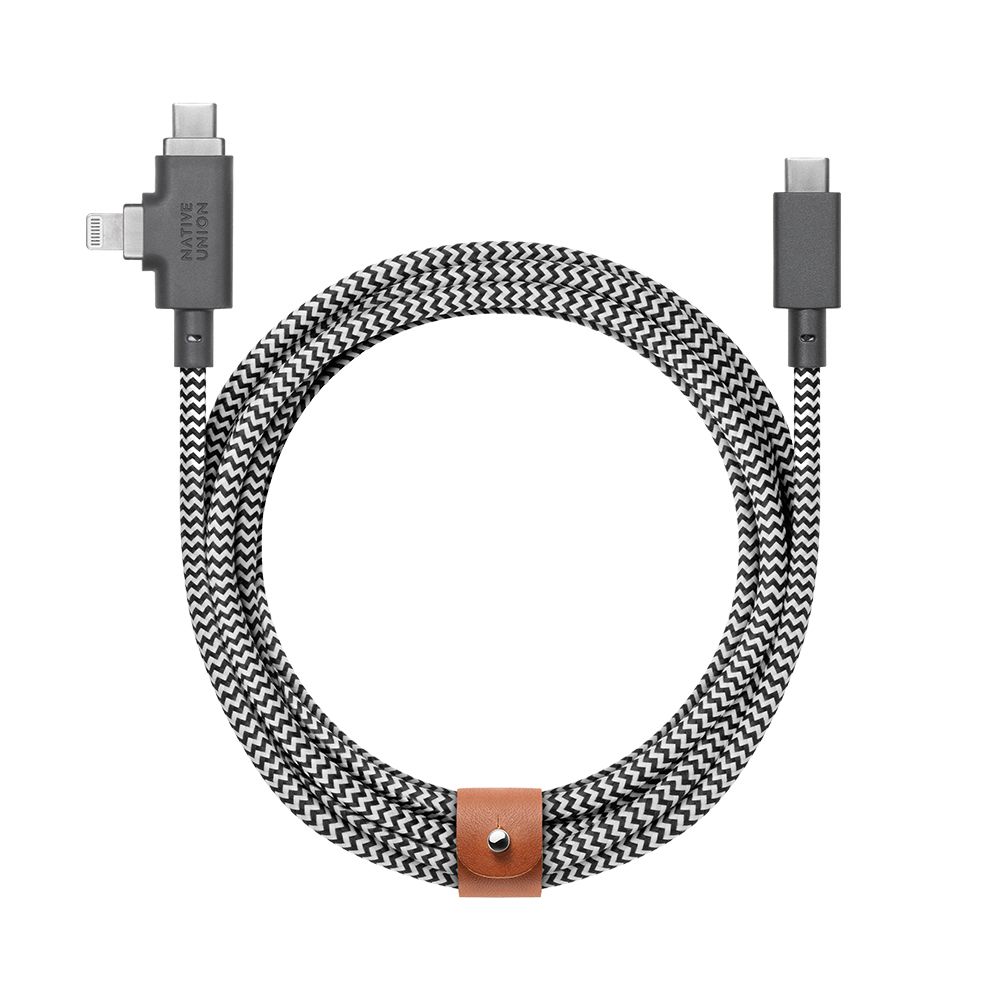 Native Union Belt Serisi Duo Pro Type-C to Type-C - Lightning Şarj Kablosu 240W 2.4M - 1