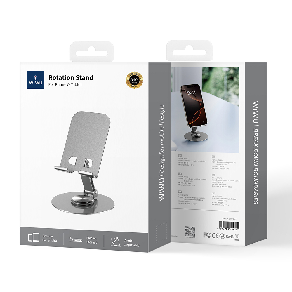 Wiwu ZM-014 Taşınabilir Katlanabilir 360° Dönebilen Metal Telefon ve Tablet Standı - 6