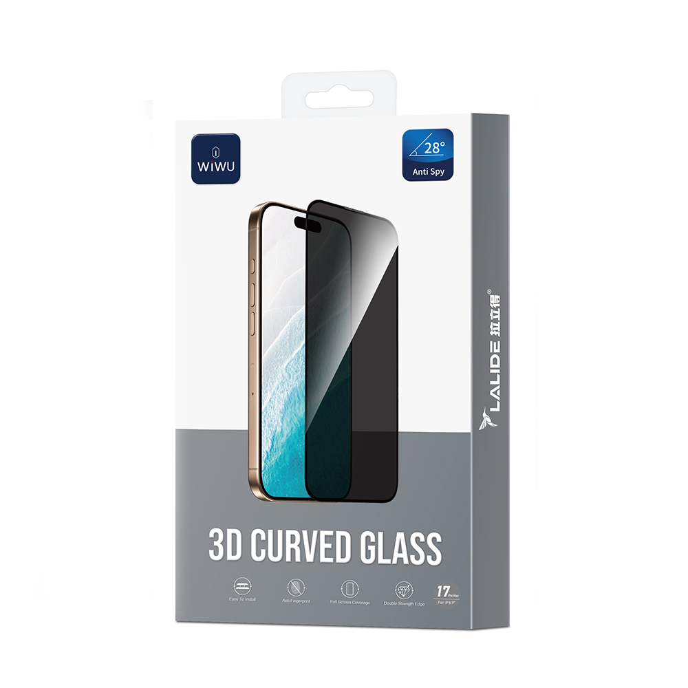 Apple iPhone 17 Pro Uyumlu Wiwu LLD302 3D Curved iPrivacy Parmak İzi Bırakmayan Temperli Cam Ekran Koruyucu - 2