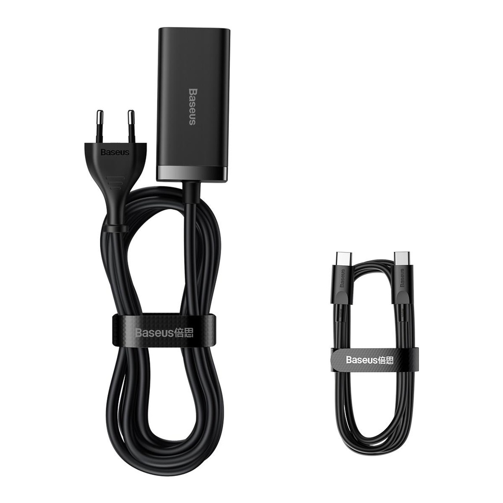 Baseus GaN3 Pro 100W Hızlı Telefon Tablet Macbook Pro Masa Üstü Şarj Aleti + 100W Type C Şarj Kablosu 1m