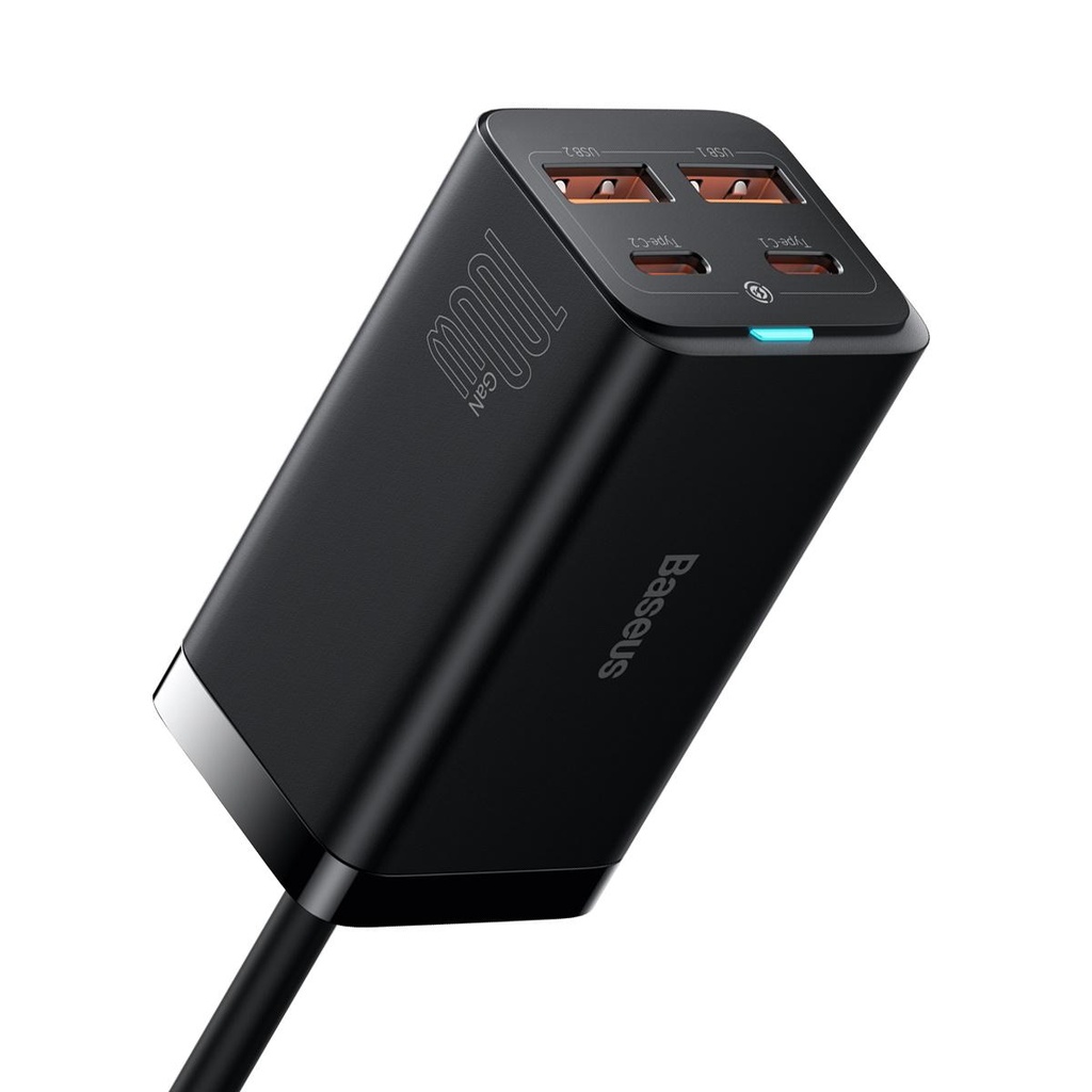Baseus GaN3 Pro 100W Hızlı Telefon Tablet Macbook Pro Masa Üstü Şarj Aleti + 100W Type C Şarj Kablosu 1m