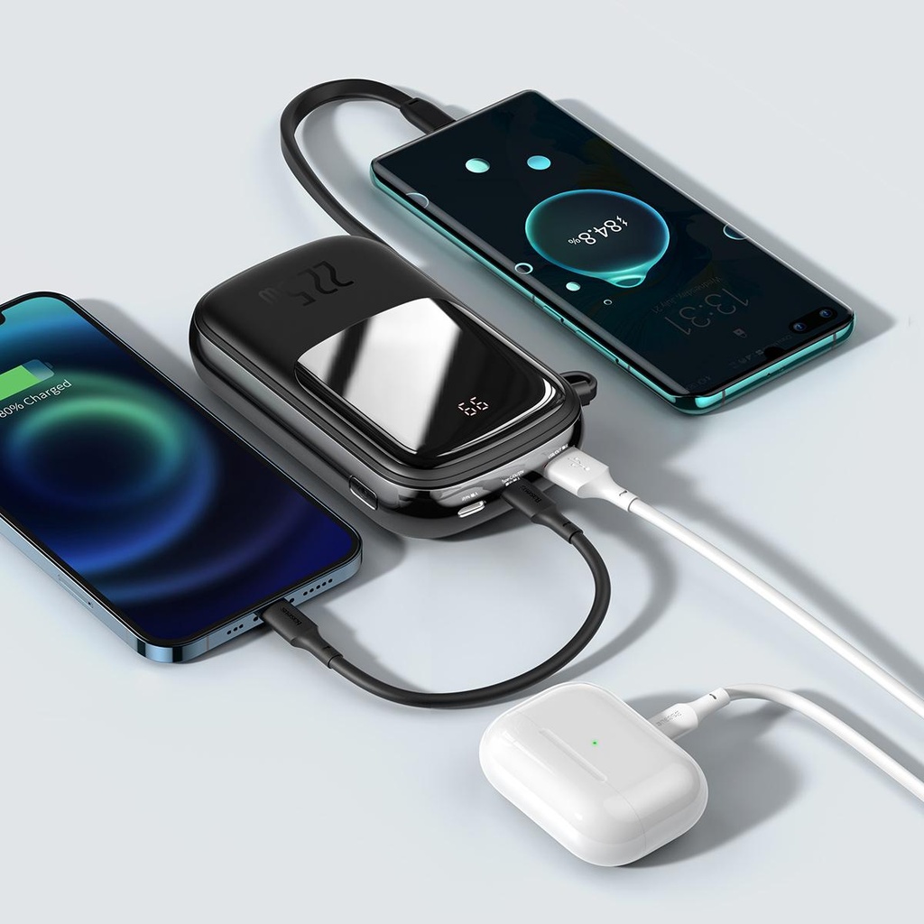 Baseus Qpow 20000 mAh 22.5W Dijital Ekran Powerbank Hızlı Şarj Type-C Kablolu