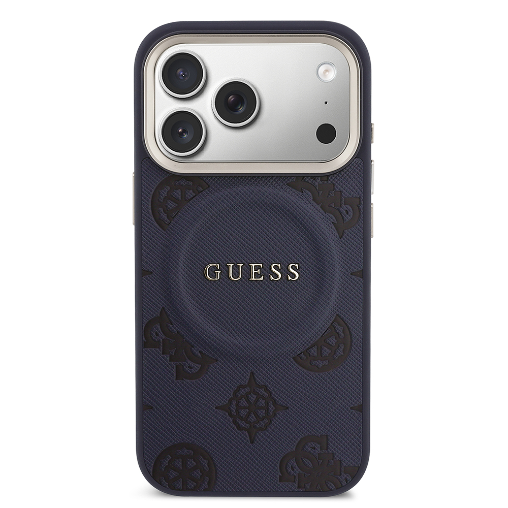 Apple iPhone 17 Pro Uyumlu Kılıf Guess Orjinal Lisanslı M-safe Şarj Özellikli Sıcak Baskılı Yazı Logolu PU Deri Peony Kapak - 2