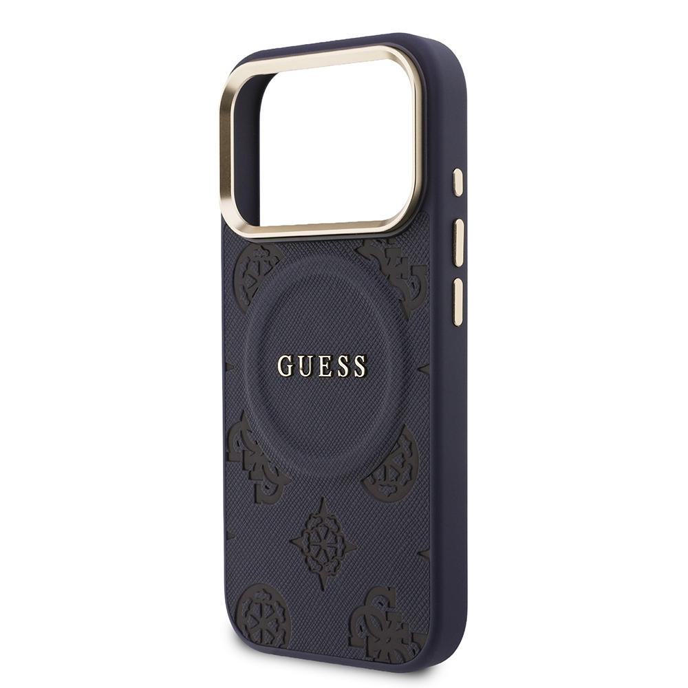 Apple iPhone 17 Pro Uyumlu Kılıf Guess Orjinal Lisanslı M-safe Şarj Özellikli Sıcak Baskılı Yazı Logolu PU Deri Peony Kapak - 5