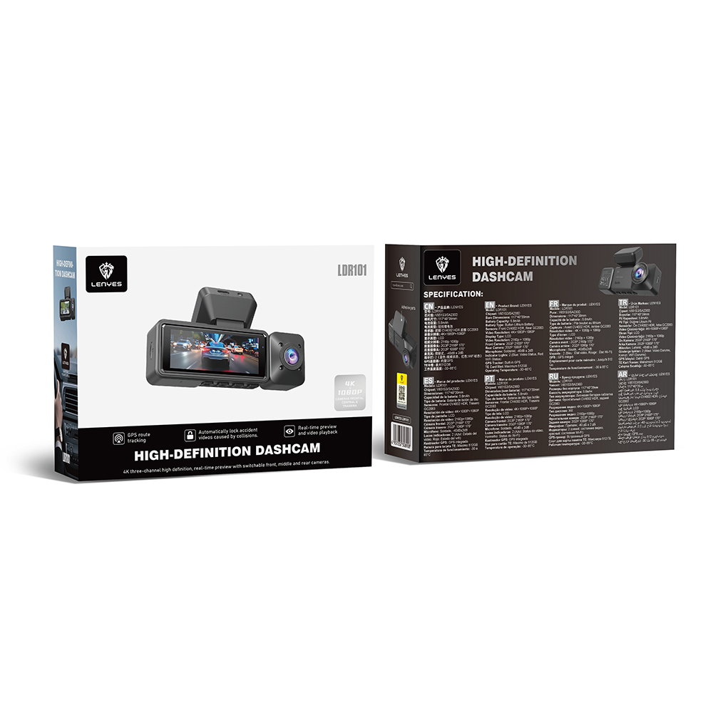 Lenyes LDR101 4K Ultra HD Wifi Destekli Akıllı Ön ve Arka Araç Kamerası - 1