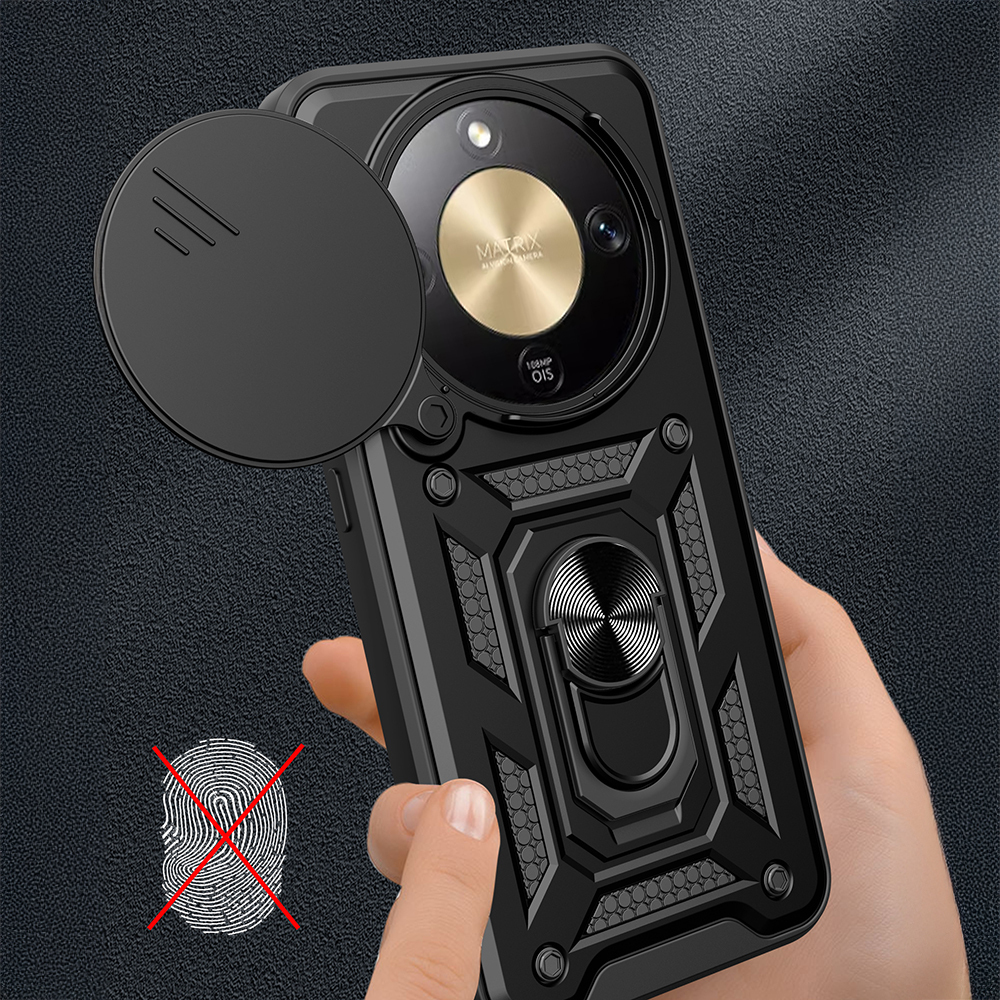 Honor Magic 8 Lite 5G Uyumlu Kılıf Magnetik Standlı Kamera Korumalı Zore Sürgülü Vega Kapak - 1