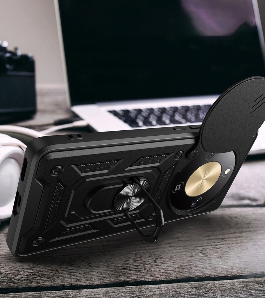 Honor Magic 8 Lite 5G Uyumlu Kılıf Magnetik Standlı Kamera Korumalı Zore Sürgülü Vega Kapak - 2